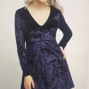 Anthro Sam and Lavi velvet blue long sleeve dress
